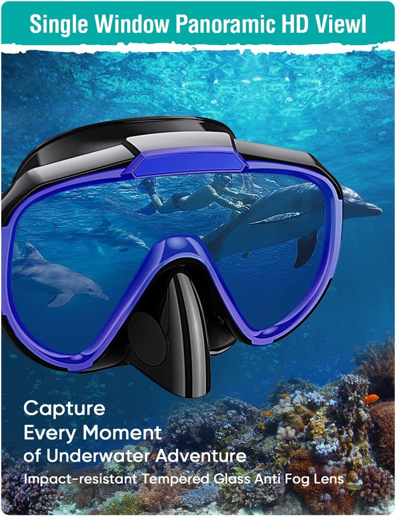 Seovediary Snorkel Set Adults Snorkeling Gear Anti-Fog Panoramic View Swim Mask Dry Top Snorkel Kit with Carry Bag for Snorkeling Scuba Diving Swimming Travel - Image 3